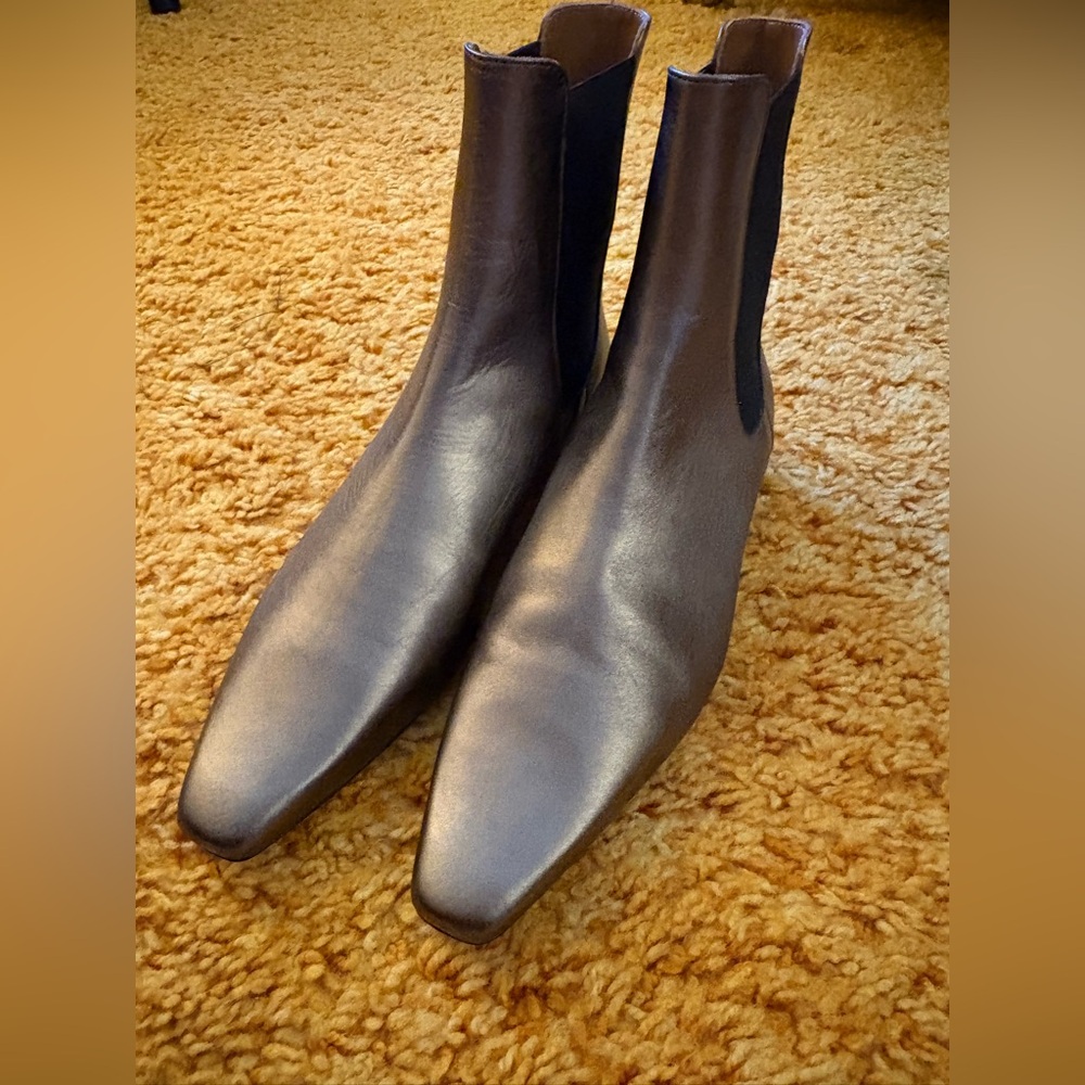Staud Pewter Leather Wally Boots